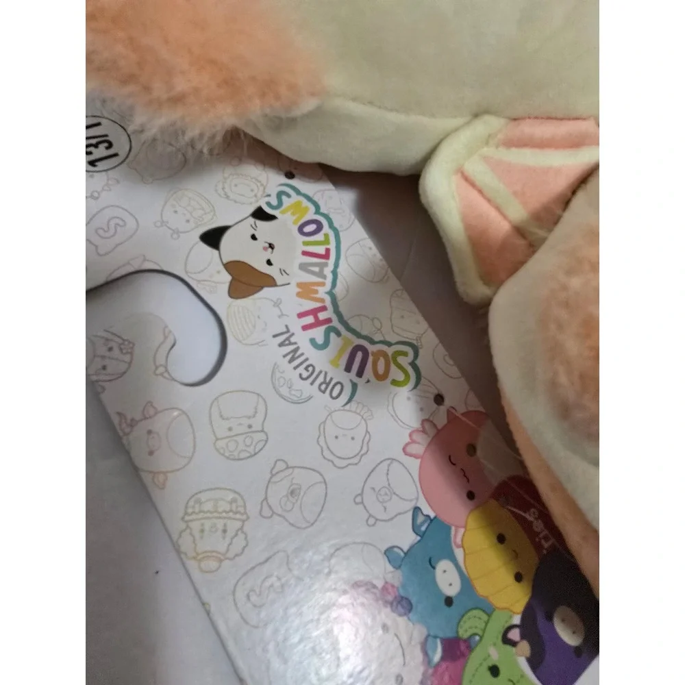 Squishmallows Meghan the Bat Plush Slippers Kids Size 13/1 Cream Peach NWT